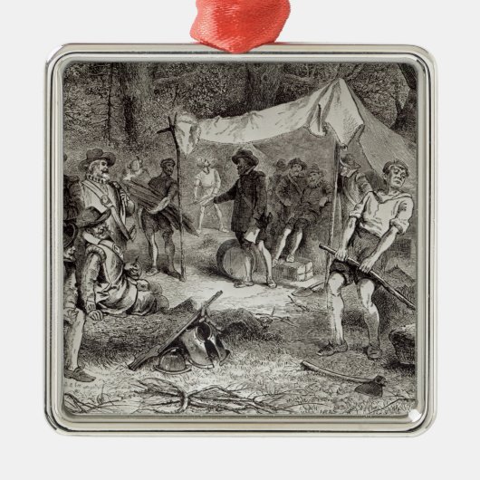 De eerste dag in Jamestown Metalen Ornament (Voorkant)