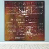 De eerste die Wright Bros Airplane Blueprint 1903  Canvas Afdruk (Insitu (Houten vloer))