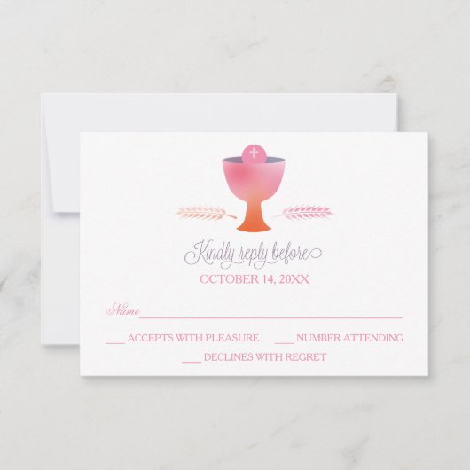 De eerste Heilige Communie RSVP-antwoordkaart - Gi RSVP Kaartje (Voorkant)