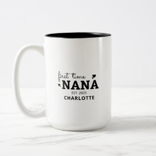 De eerste keer Nana Oma Moederdag Gift Tweekleurige Koffiemok