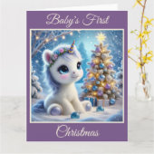 De eerste kerst van baby Unicorn Kaart (Gele Bloem)