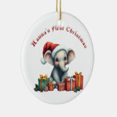 De eerste kerst van de baby olifant keramisch ornament (Rechts)