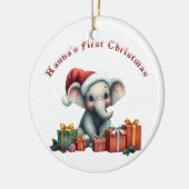 De eerste kerst van de baby olifant keramisch ornament (Links)