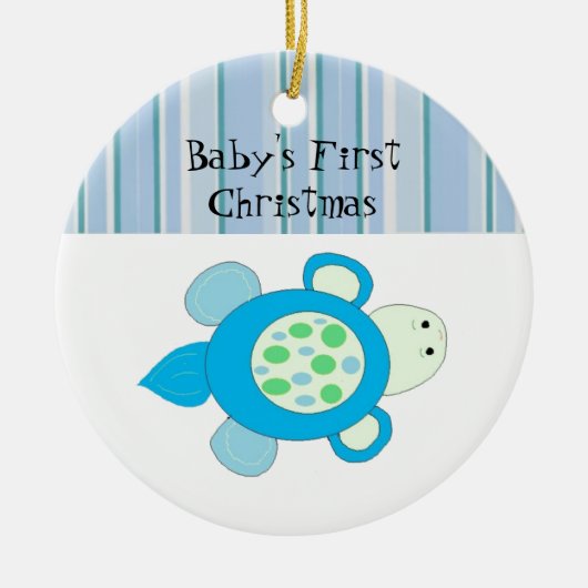 De eerste kerst van de kleine schildpadbaby keramisch ornament (Voorkant)