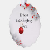 De eerste kerst van kittens ornament kaart (Links)