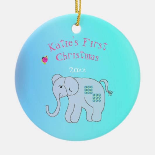 De eerste kerstdag van Elephant Baby Keramisch Ornament (Voorkant)