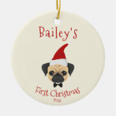 De eerste kerstdag van je hond - Cute Pug Keramisch Ornament (Voorkant)