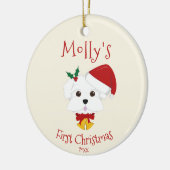 De eerste kerstdag van je hond - Maltees Keramisch Ornament (Links)