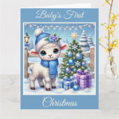 De eerste kerstdagen van Baby Boy Lamb Kaart (Gele Bloem)