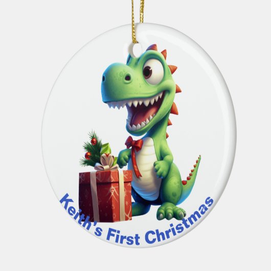 De eerste kerstdinosaurus van baby.  keramisch ornament (Links)