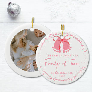 De eerste kerstfamilie van de baby keramisch ornament