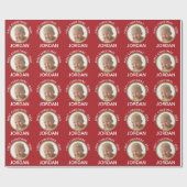 De eerste kerstfoto van de baby: Aangepaste naam e Cadeaupapier (Vlak)