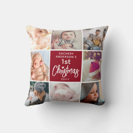 De eerste kerstfoto van de baby Collage Keepomwill Kussen (Achterkant)