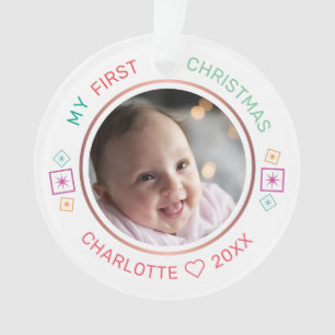 De eerste kerstfoto van de baby ornament