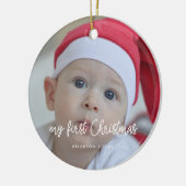 De eerste kerstfoto van de moderne baby keramisch ornament (Links)