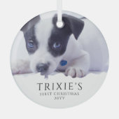 De eerste kerstfoto van de moderne minimalistische glas ornament (Voorkant)