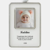 De eerste kerstfoto van een elegante baby verzilverd kader ornament (Voorkant)