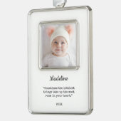 De eerste kerstfoto van een elegante baby verzilverd kader ornament (Links)