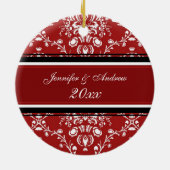 De eerste kerstfoto van een paar met kerstfeest keramisch ornament (Achterkant)