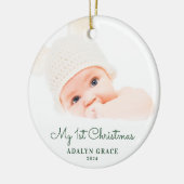 De eerste kerstfoto van Elegant Script Baby: Ceram Keramisch Ornament (Links)