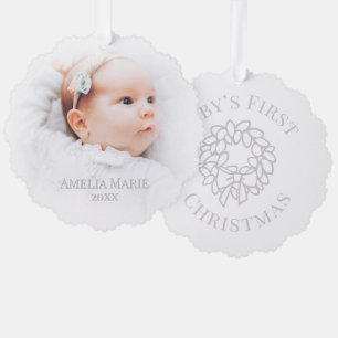 De eerste kerstfoto van Hazy Baby Ornament Kaart
