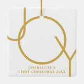 De eerste kerstfoto van het meisje keramisch ornament (Achterkant)