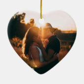 De eerste kerstfoto van het paar samen keramisch ornament (Achterkant)