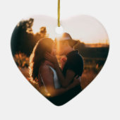 De eerste kerstfoto van het paar samen keramisch ornament (Achterkant)
