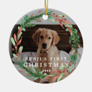 De eerste kerstfoto van mijn dichter keramisch ornament