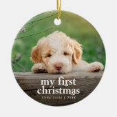 De eerste kerstfoto van Modern Dog Keramisch Ornament (Voorkant)