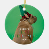 De eerste kerstfoto van Pet Dog Ornament (Voorkant)
