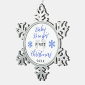 De eerste kerstglitter van baby Bump Tin Sneeuwvlok Ornament (Rechts)