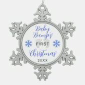 De eerste kerstglitter van baby Bump Tin Sneeuwvlok Ornament (Voorkant)