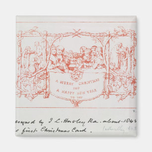 De eerste kerstkaart, van J.C.Horsley, 1843 Magneet