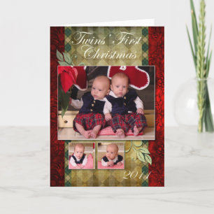 De Eerste Kerstkaart van tweelingen Feestdagen Kaart