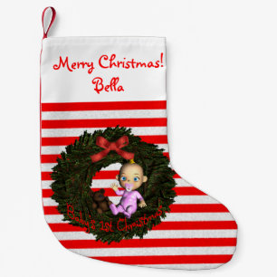 De eerste Kerstmis van Baby Girl Kleine Kerstsok