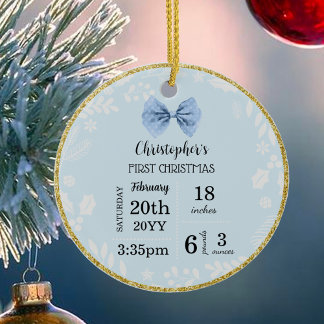 De eerste kerstmis van baby met foto keramisch ornament