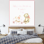 De eerste Kerstmis van baby personaliseert de Roze Canvas Afdruk (Insitu (Slaapkamer))