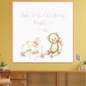 De eerste Kerstmis van baby personaliseert de Roze Canvas Afdruk (Insitu (Woonkamer))