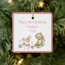 De eerste Kerstmis van baby personaliseert de Roze