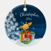 De eerste Kerstmis van de aangepaste rendierbaby Keramisch Ornament (Achterkant)