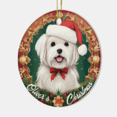 De eerste Kerstmis van de Maltese Hond Keramisch Ornament (Links)