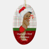 De eerste kerstnaam van de Afrikaanse Amerikaanse Keramisch Ornament (Rechts)