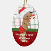 De eerste kerstnaam van de Afrikaanse Amerikaanse Keramisch Ornament (Links)