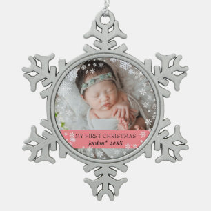 De eerste kerstperiode van baby's tin sneeuwvlok ornament