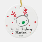 De eerste kerstrender van de baby's keramisch ornament (Voorkant)