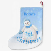 De eerste kerstsnowman-naam van de jongen kleine kerstsok (Achterkant)