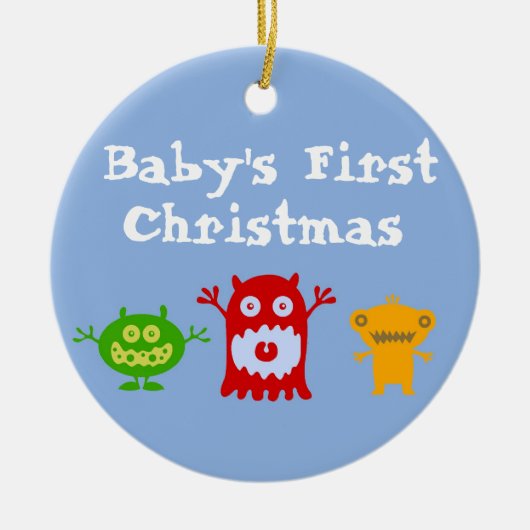 De eerste kerstversiering van de kleine Monsters B Keramisch Ornament (Voorkant)