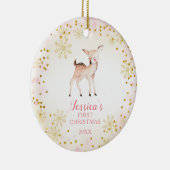 De eerste kerstversiering van de roze Deer Baby Keramisch Ornament (Rechts)