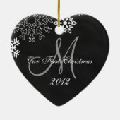 De eerste kerstversiering van een paar | Chalkboar Keramisch Ornament (Achterkant)